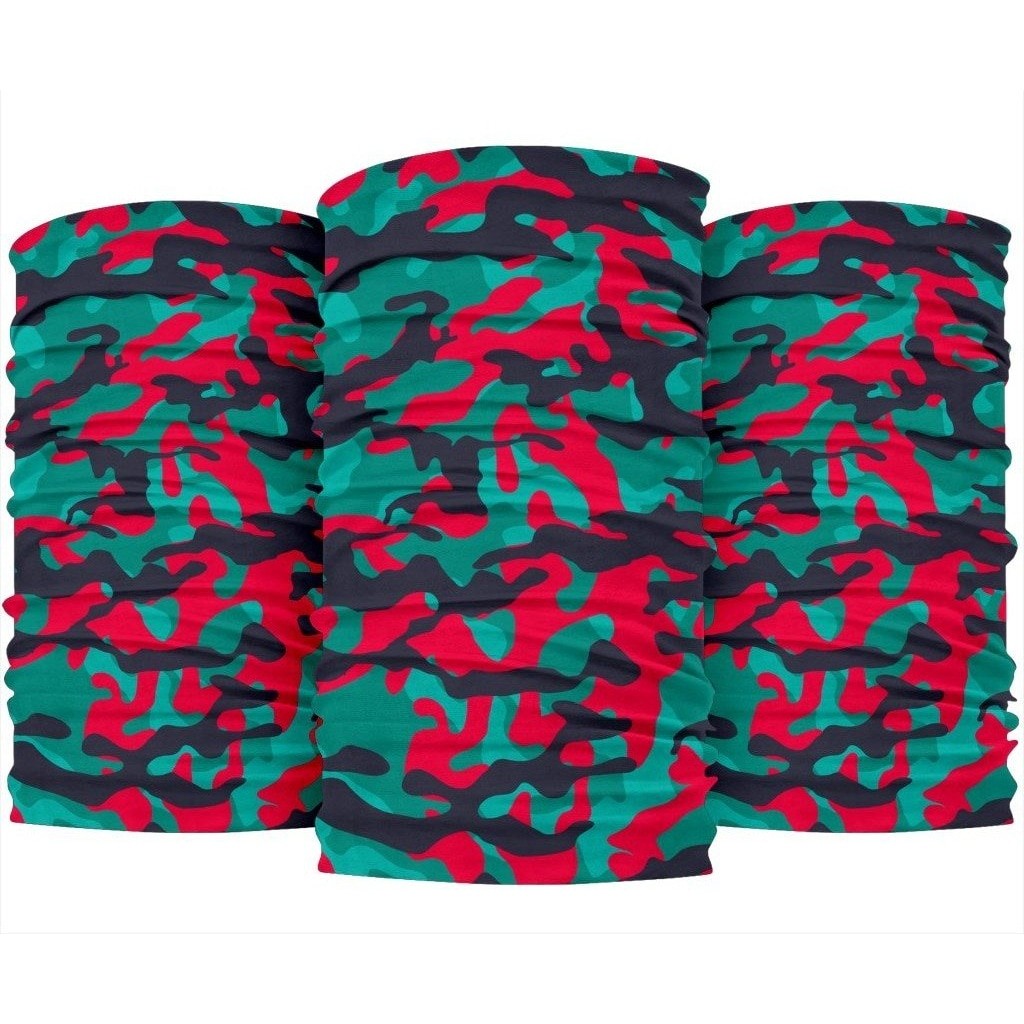 Pink Teal And Black Camouflage Print 3-Pack Bandanas