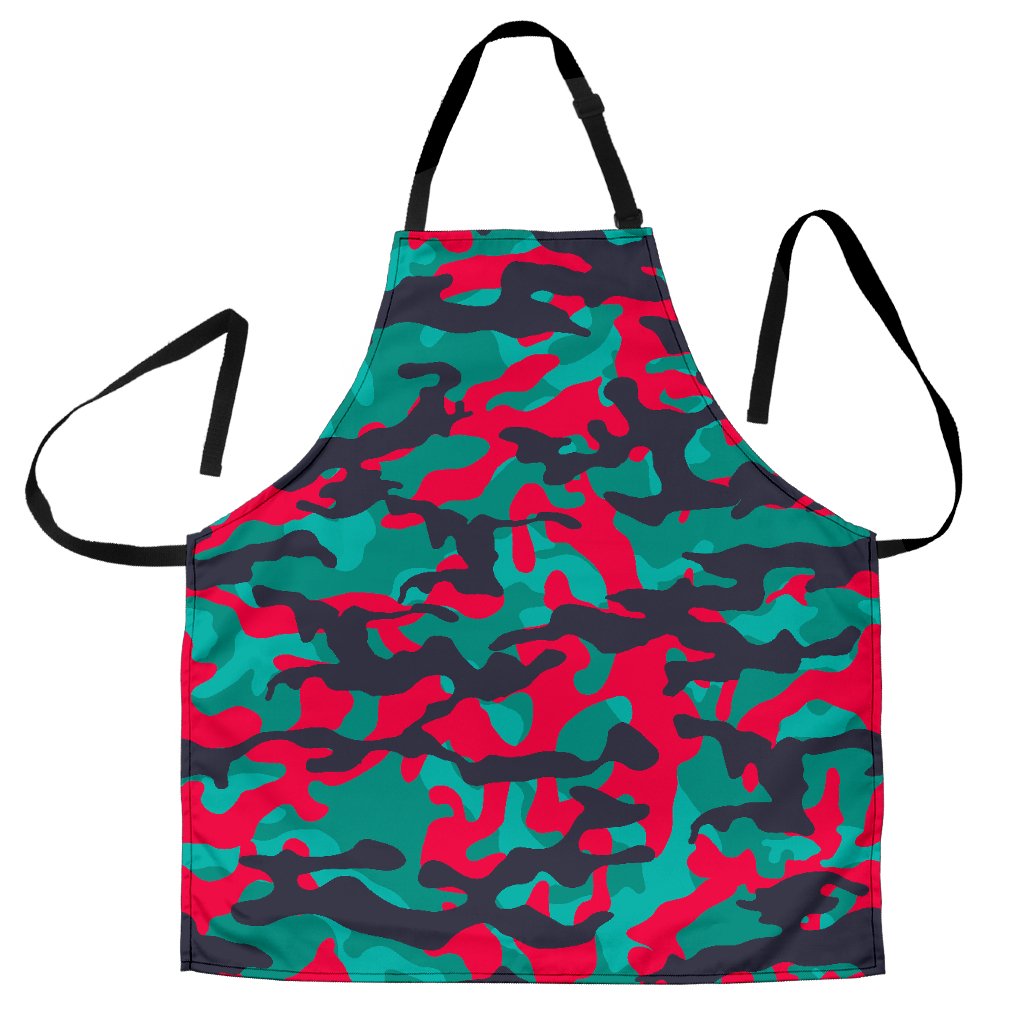 Pink Teal And Black Camouflage Print Men's Apron