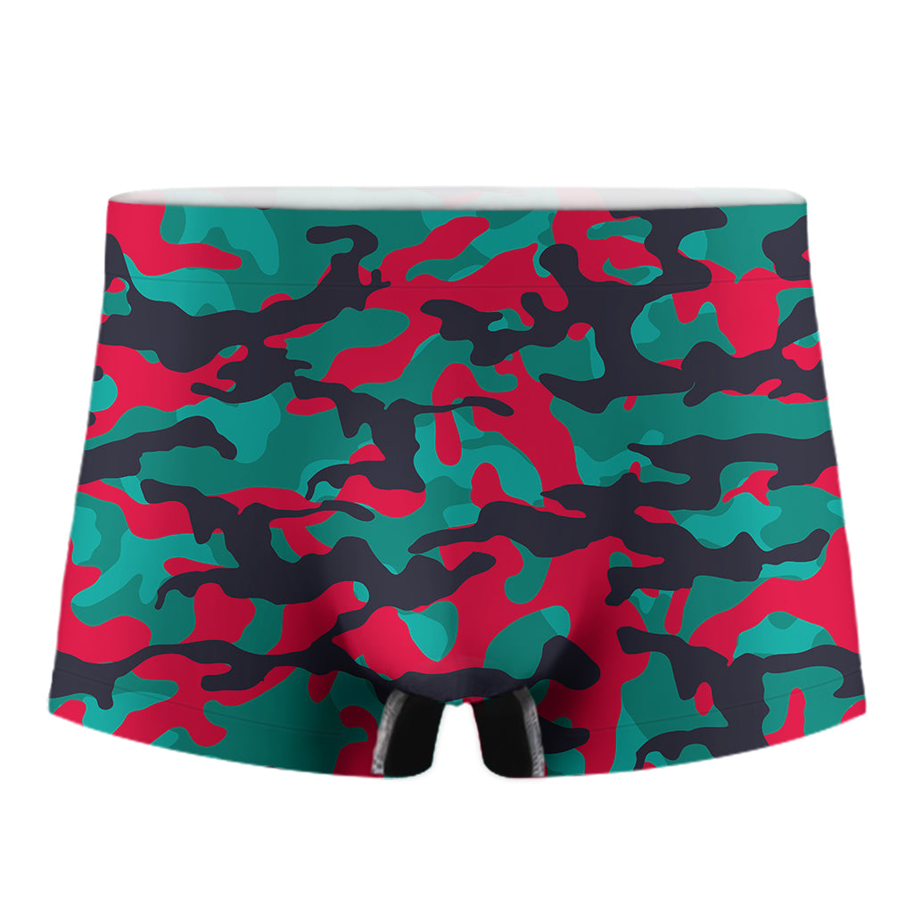 Pink Teal And Black Camouflage Print Men's Boxer Briefs