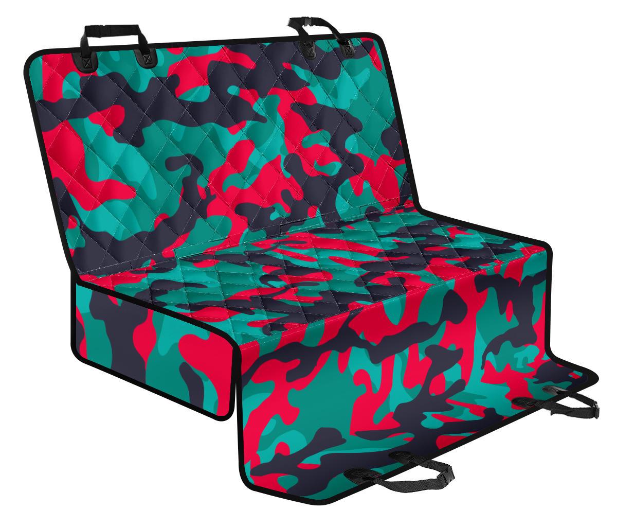 Pink Teal And Black Camouflage Print Pet Car Back Seat Cover