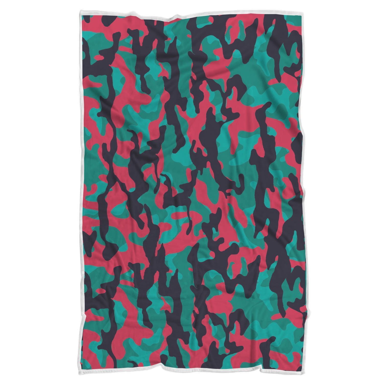 Pink Teal And Black Camouflage Print Sherpa Blanket