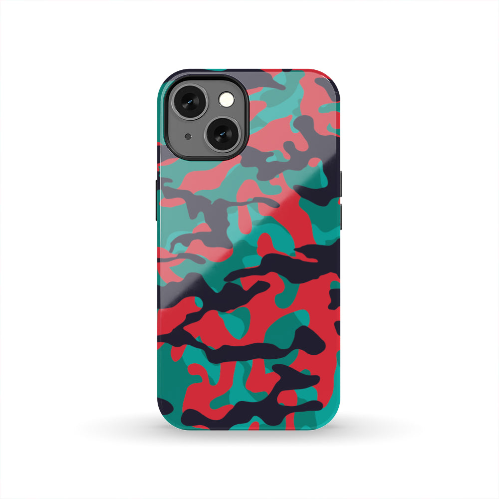 Pink Teal And Black Camouflage Print Tough Phone Case