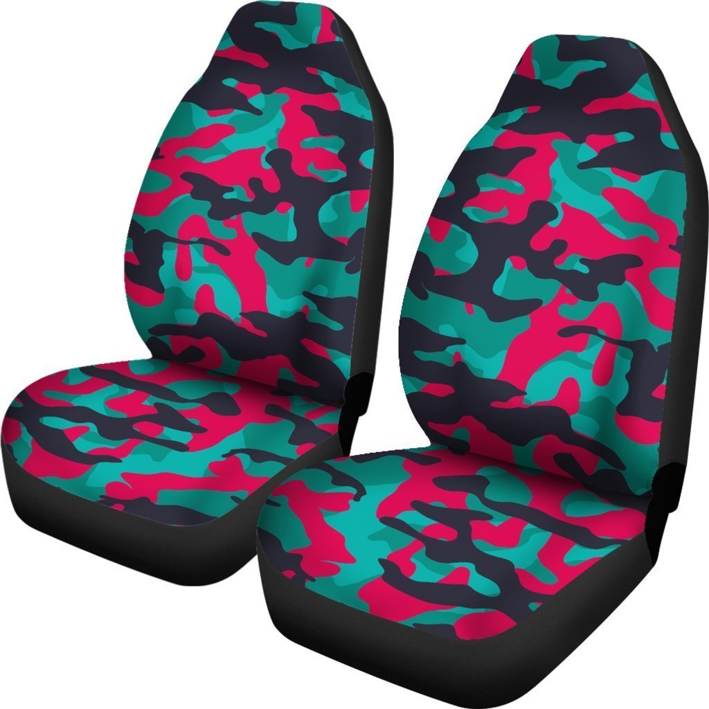 Pink Teal And Black Camouflage Print Universal Fit Car Seat Covers