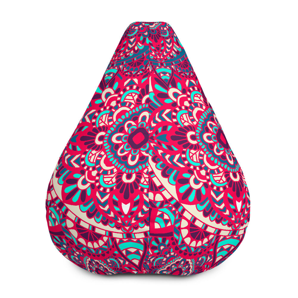 Pink Teal Bohemian Mandala Pattern Print Bean Bag Cover