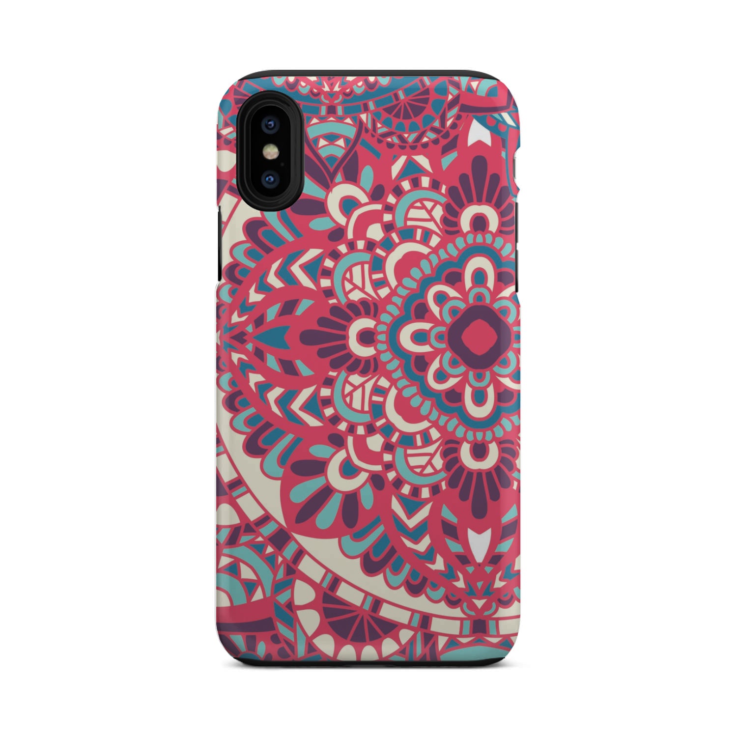 Pink Teal Bohemian Mandala Pattern Print Tough Phone Case