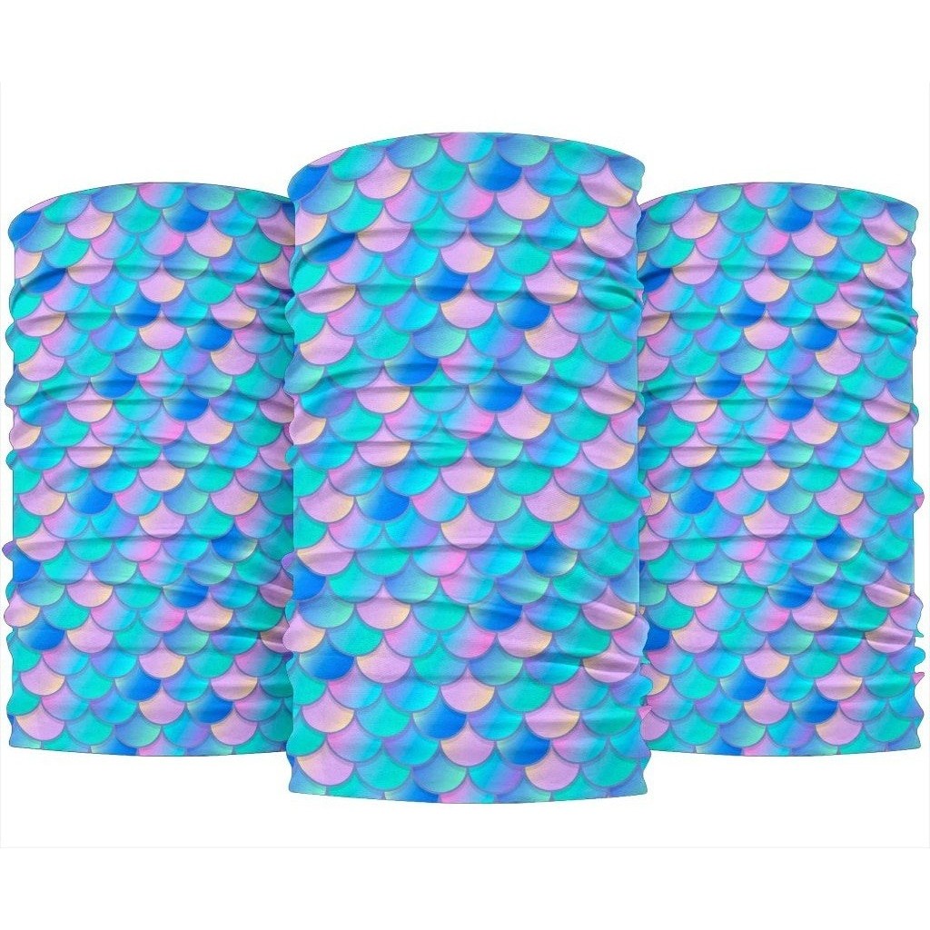 Pink Teal Mermaid Scales Pattern Print 3-Pack Bandanas