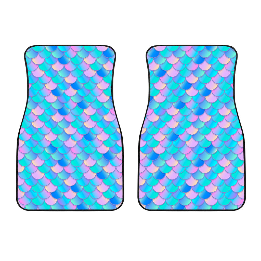 Pink Teal Mermaid Scales Pattern Print Front Car Floor Mats