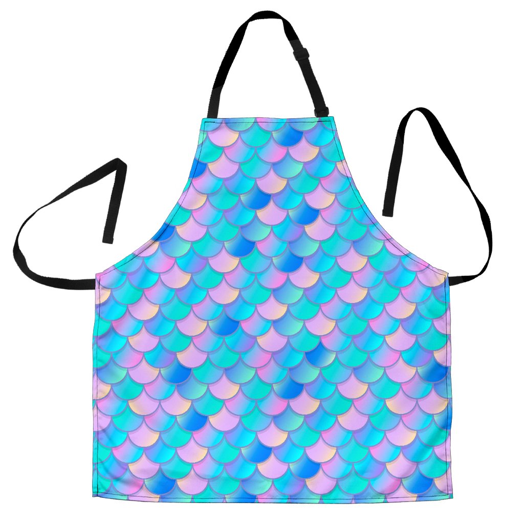 Pink Teal Mermaid Scales Pattern Print Men's Apron