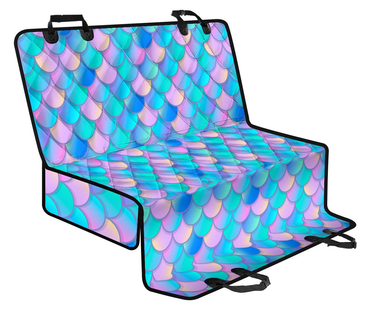 Pink Teal Mermaid Scales Pattern Print Pet Car Back Seat Cover