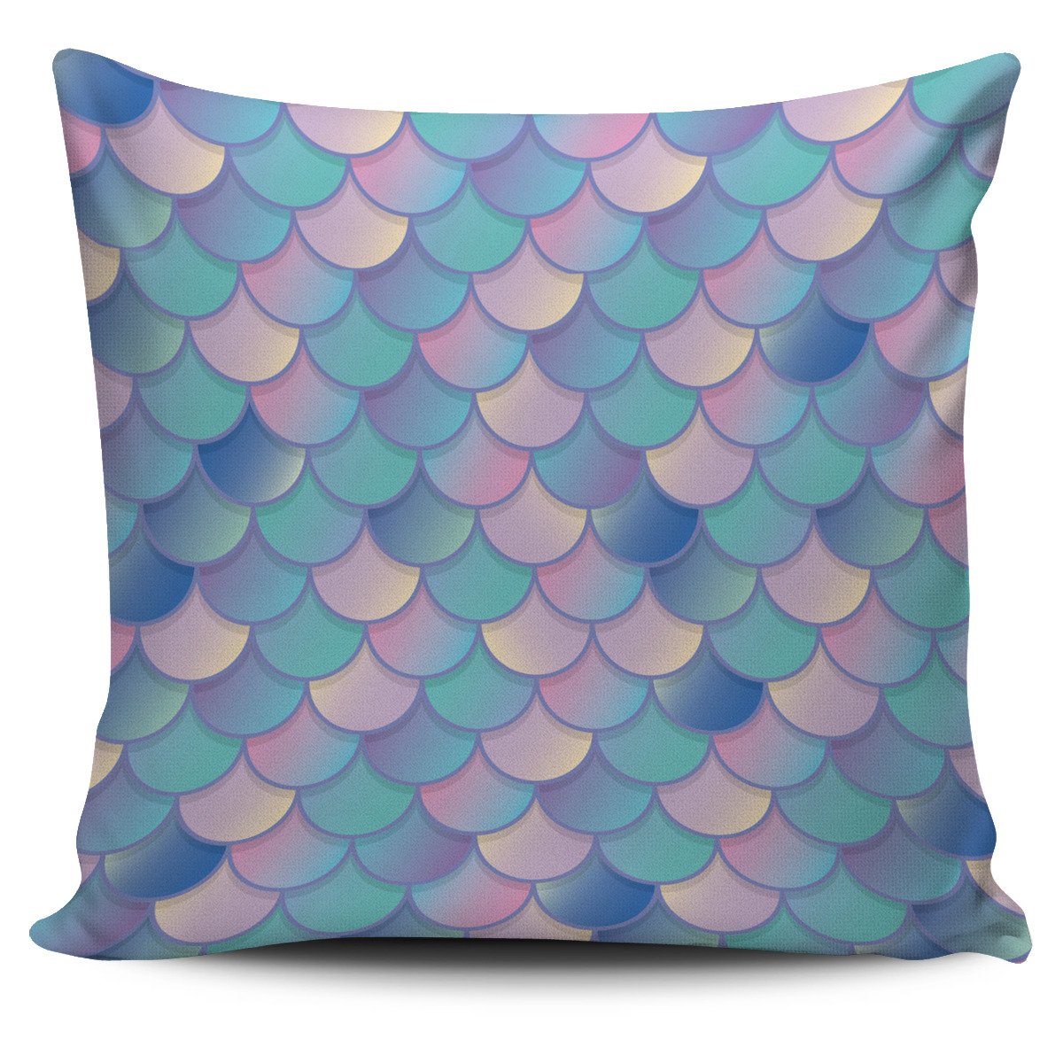 Pink Teal Mermaid Scales Pattern Print Pillow Cover