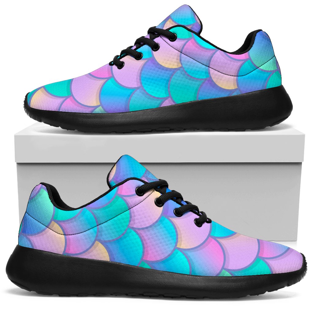 Pink Teal Mermaid Scales Pattern Print Sport Sneakers