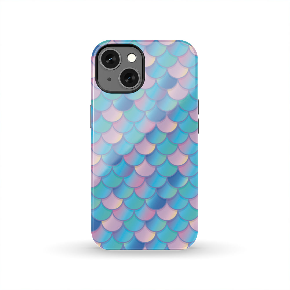 Pink Teal Mermaid Scales Pattern Print Tough Phone Case