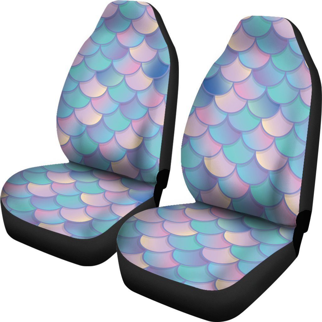 Pink Teal Mermaid Scales Pattern Print Universal Fit Car Seat Covers