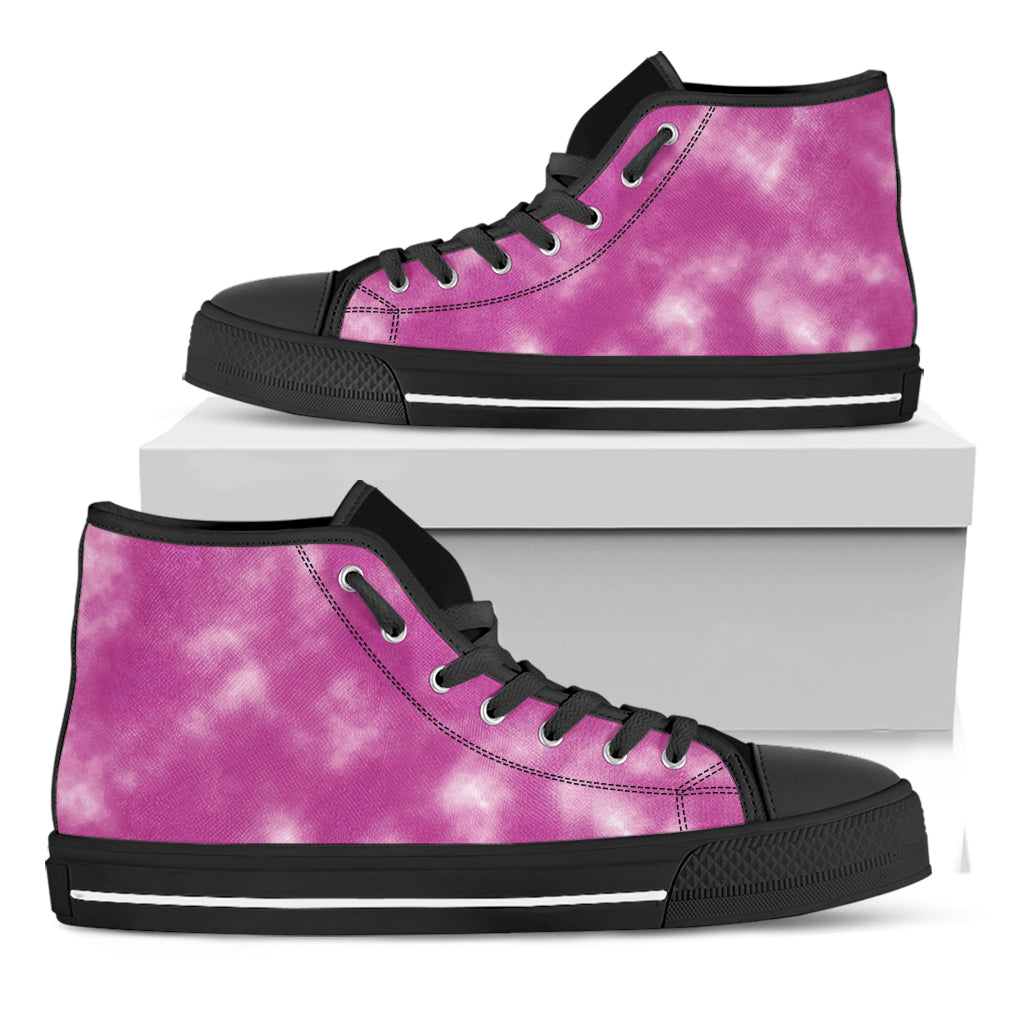 Pink Tie Dye Print Black High Top Shoes