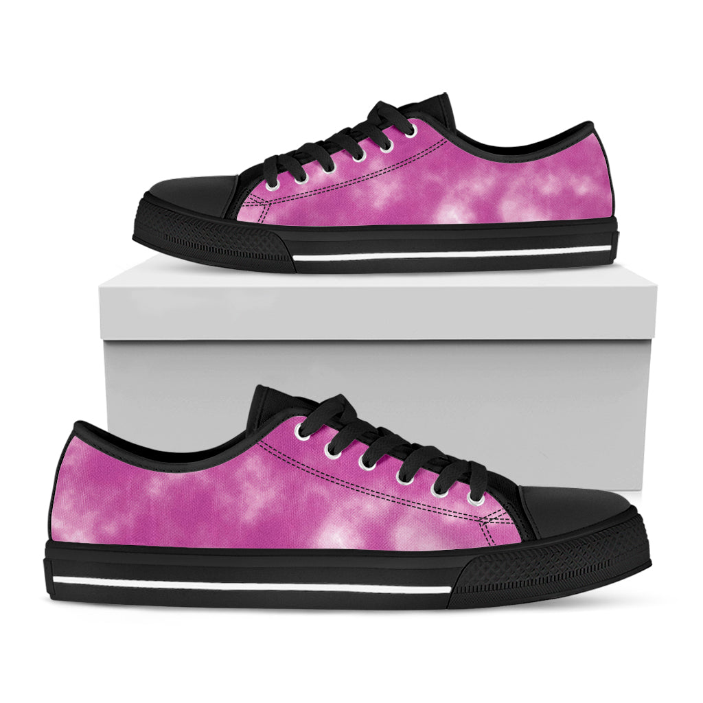 Pink Tie Dye Print Black Low Top Shoes