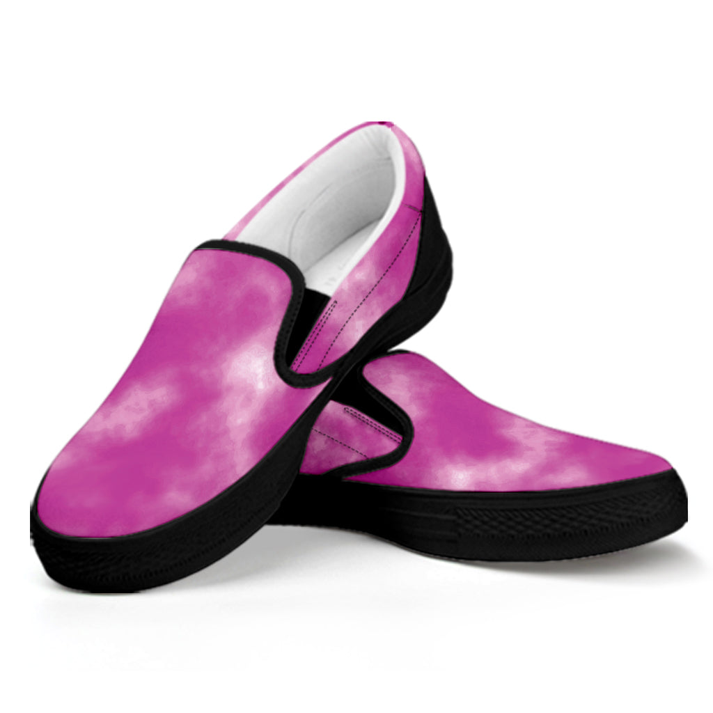 Pink Tie Dye Print Black Slip On Shoes