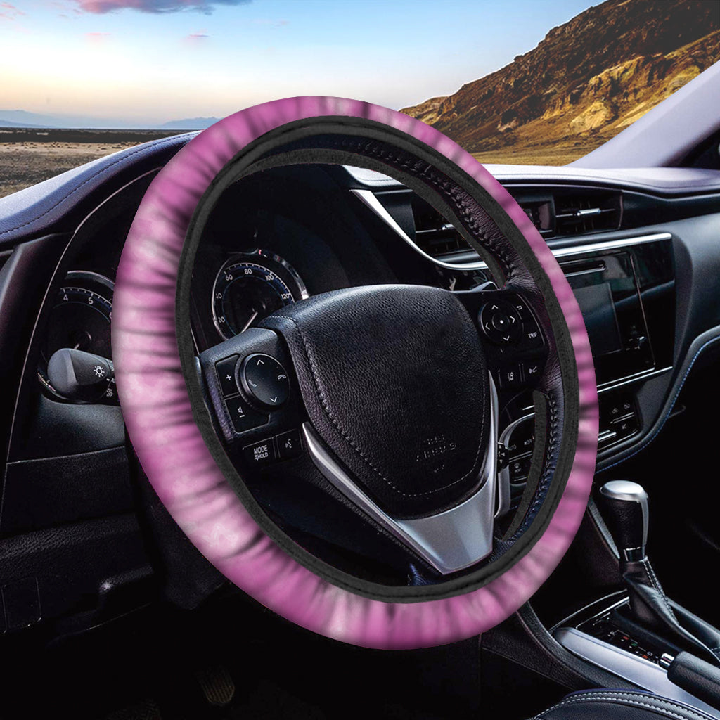 Pink Tie Dye Print Car Steering Wheel Cover