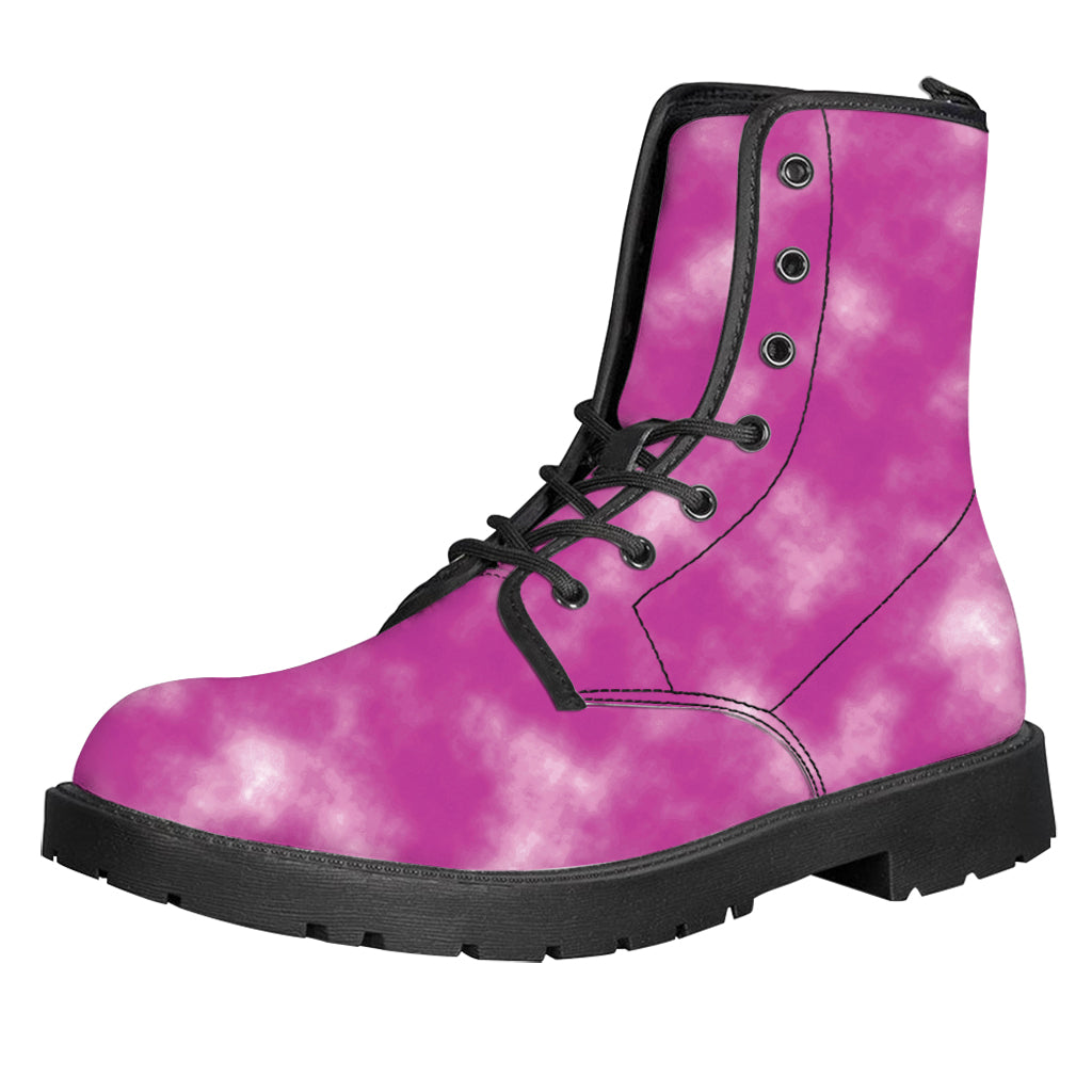 Pink Tie Dye Print Leather Boots