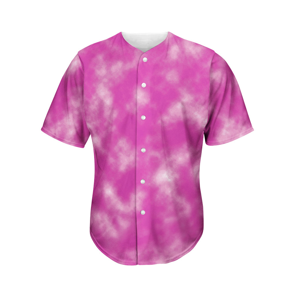 Pink Tie Dye Print Men's Baseball Jersey