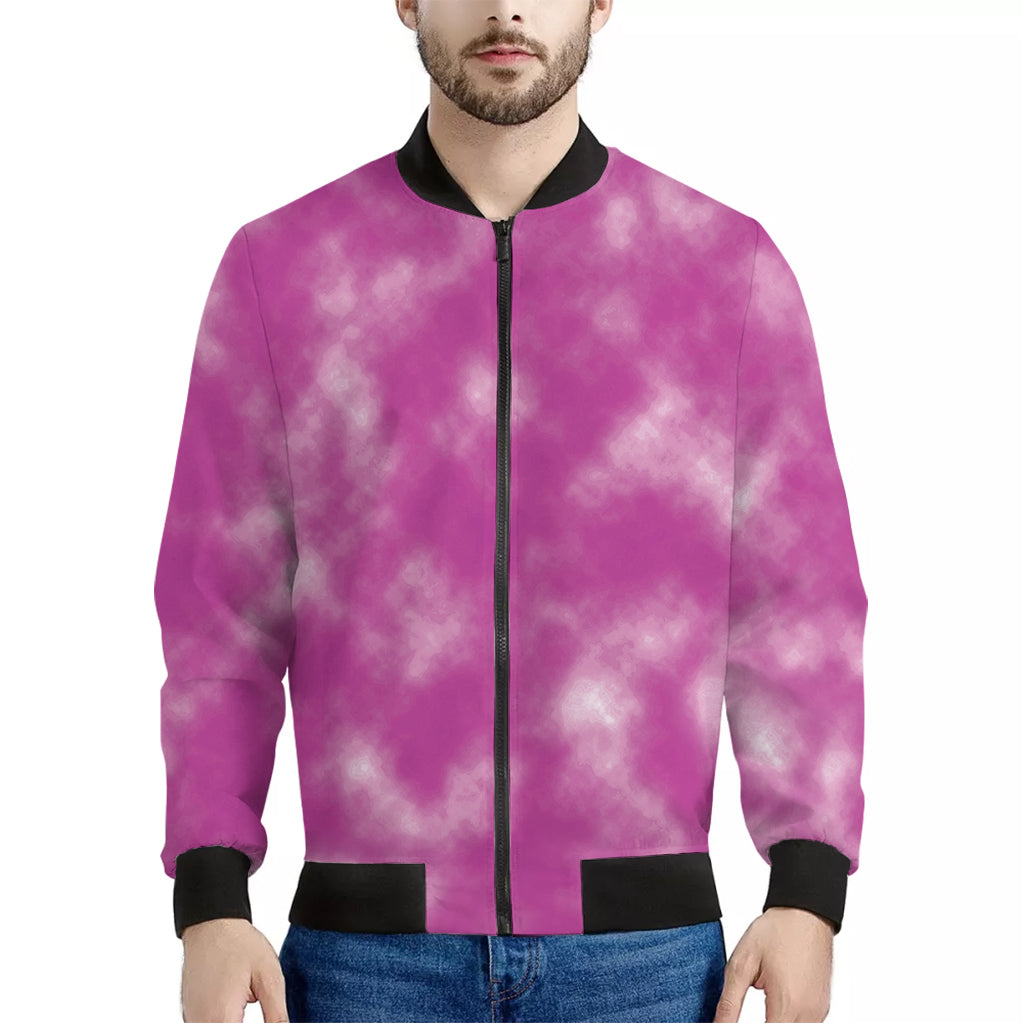 Pink Tie Dye Print Men's Bomber Jacket