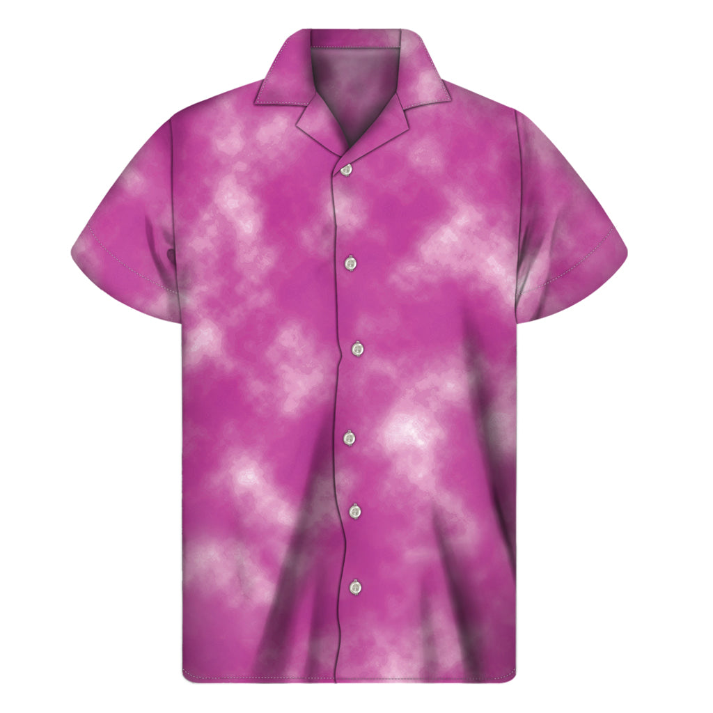 Pink Tie Dye Print Men's Short Sleeve Shirt