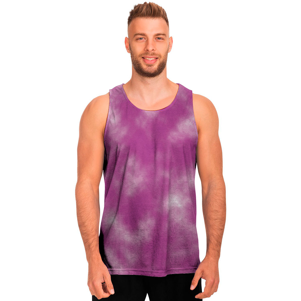 Pink Tie Dye Print Men's Tank Top