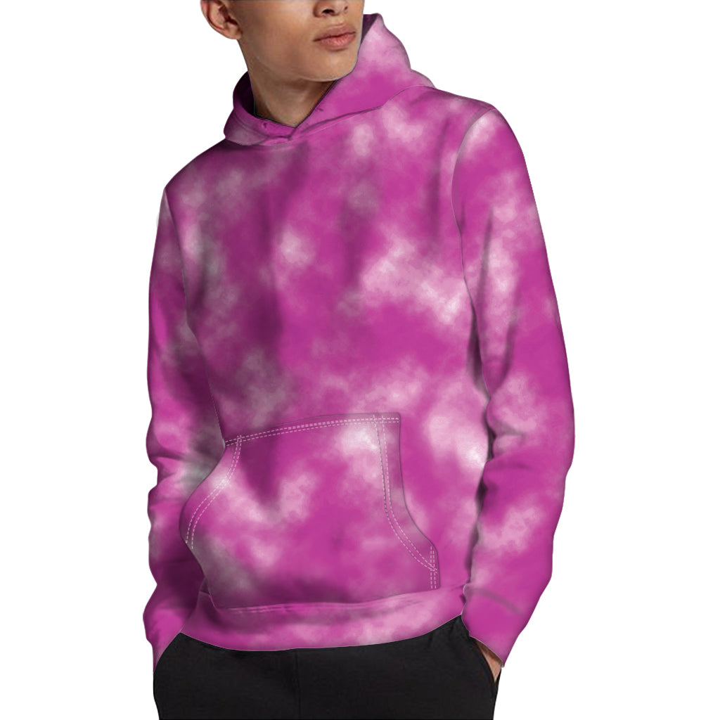 Pink Tie Dye Print Pullover Hoodie