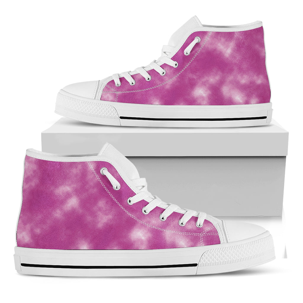 Pink Tie Dye Print White High Top Shoes