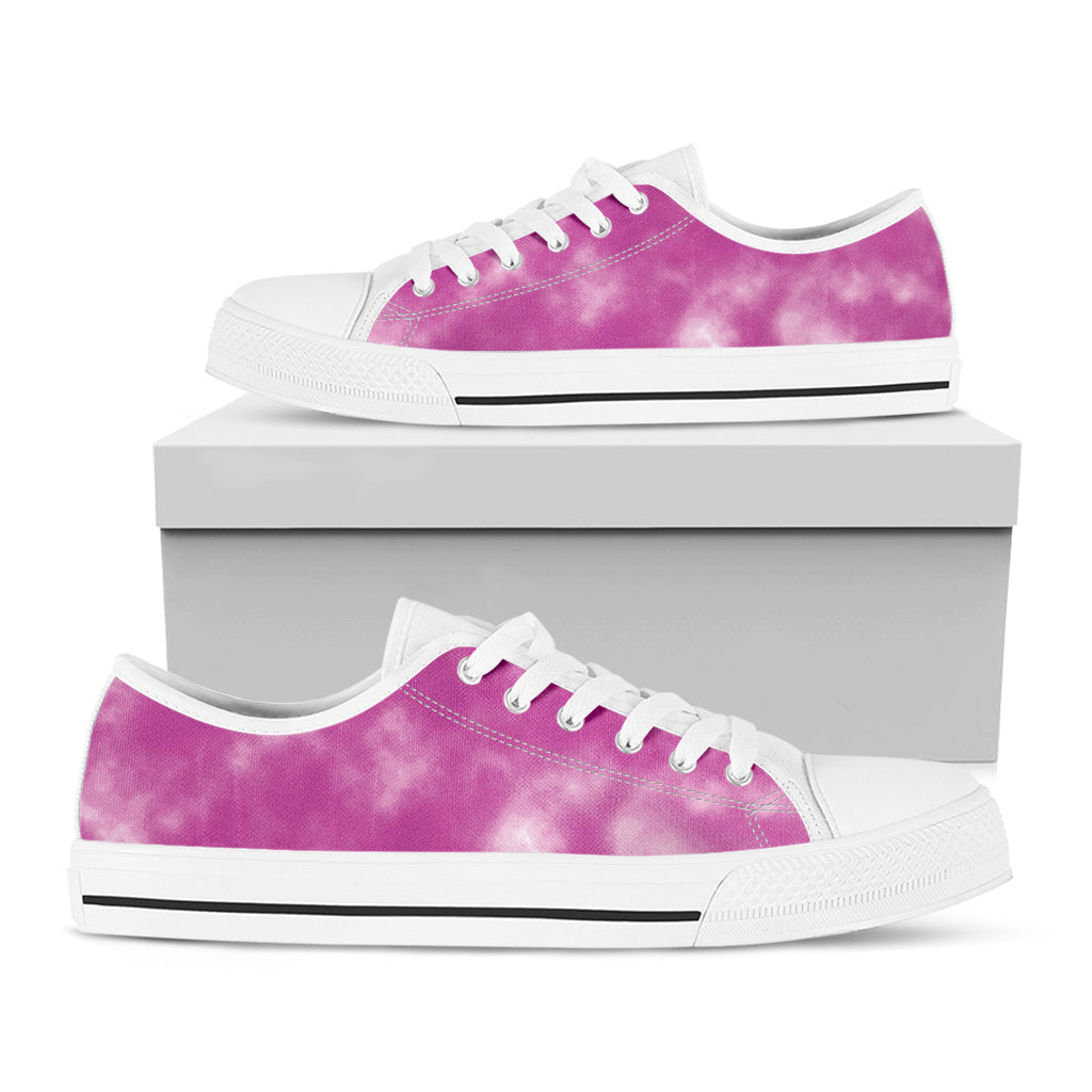 Pink Tie Dye Print White Low Top Shoes