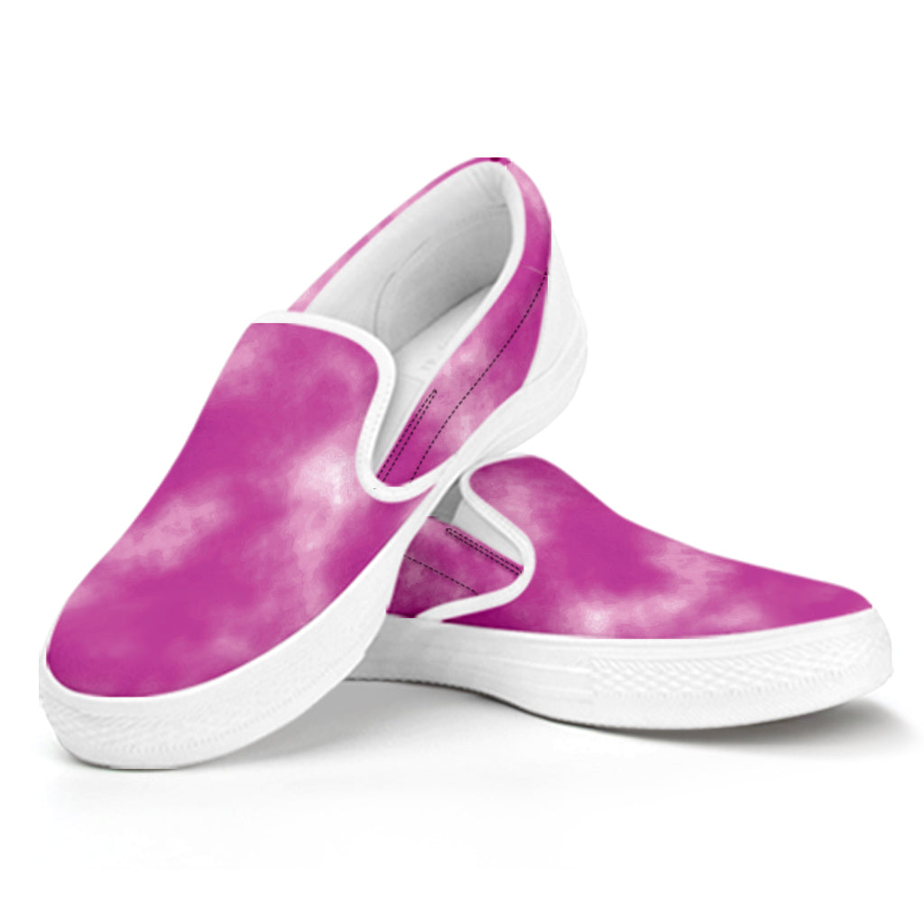 Pink Tie Dye Print White Slip On Shoes