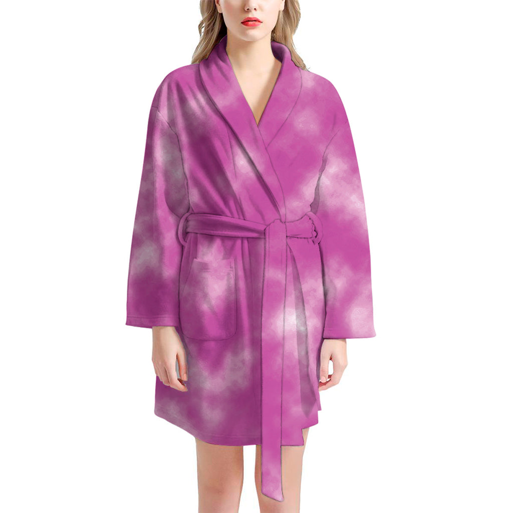 Pink Tie Dye Print Women's Bathrobe