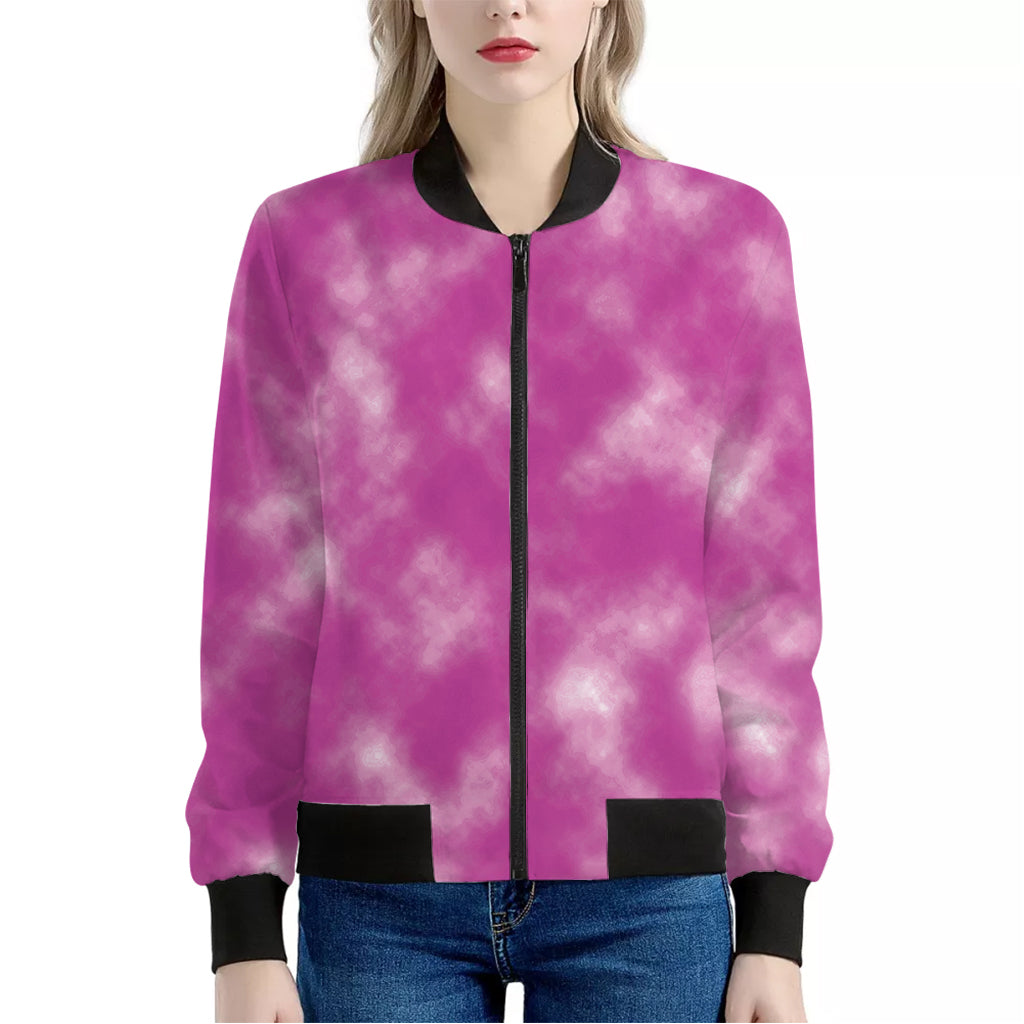 Pink Tie Dye Print Women's Bomber Jacket