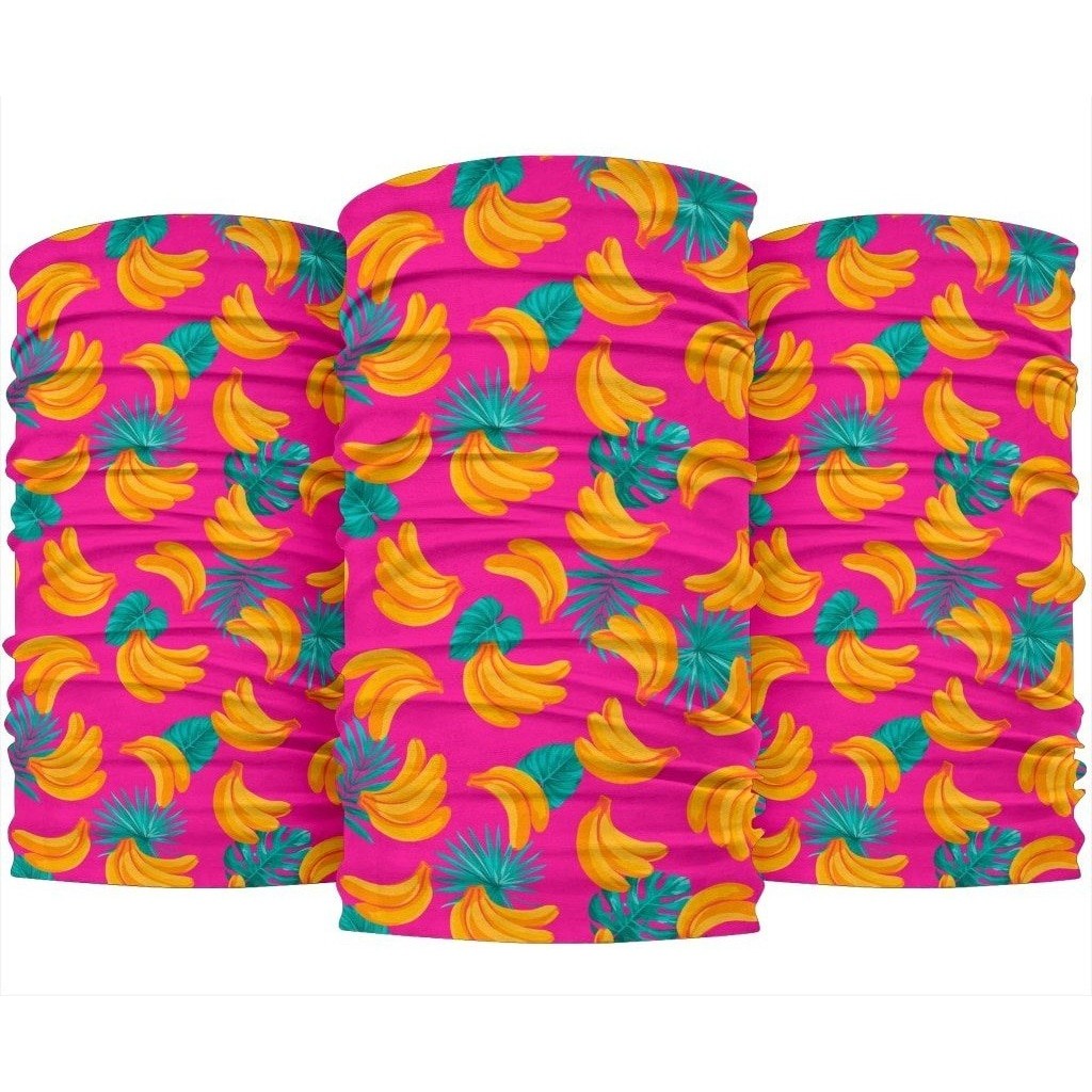 Pink Tropical Banana Pattern Print 3-Pack Bandanas