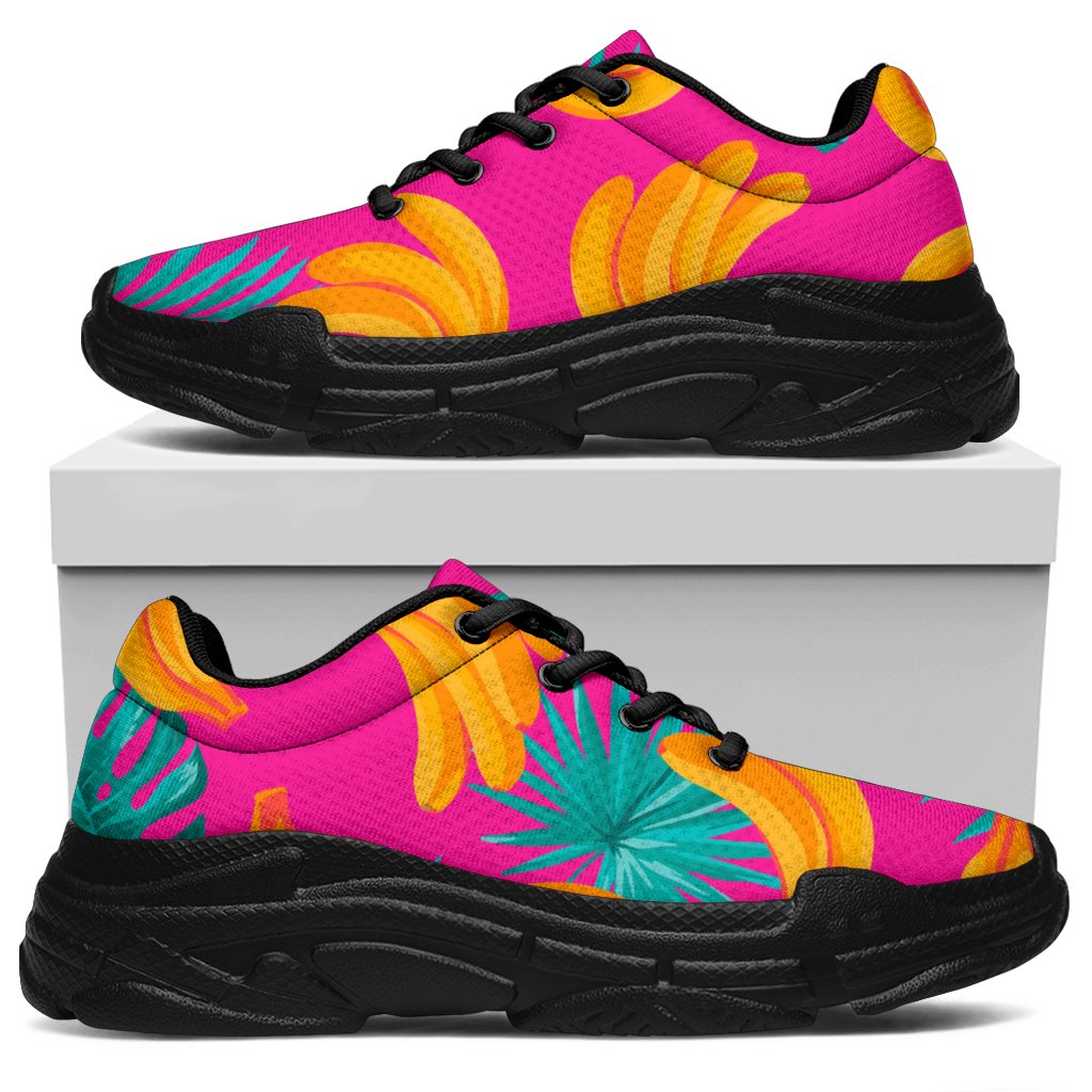 Pink Tropical Banana Pattern Print Chunky Sneakers