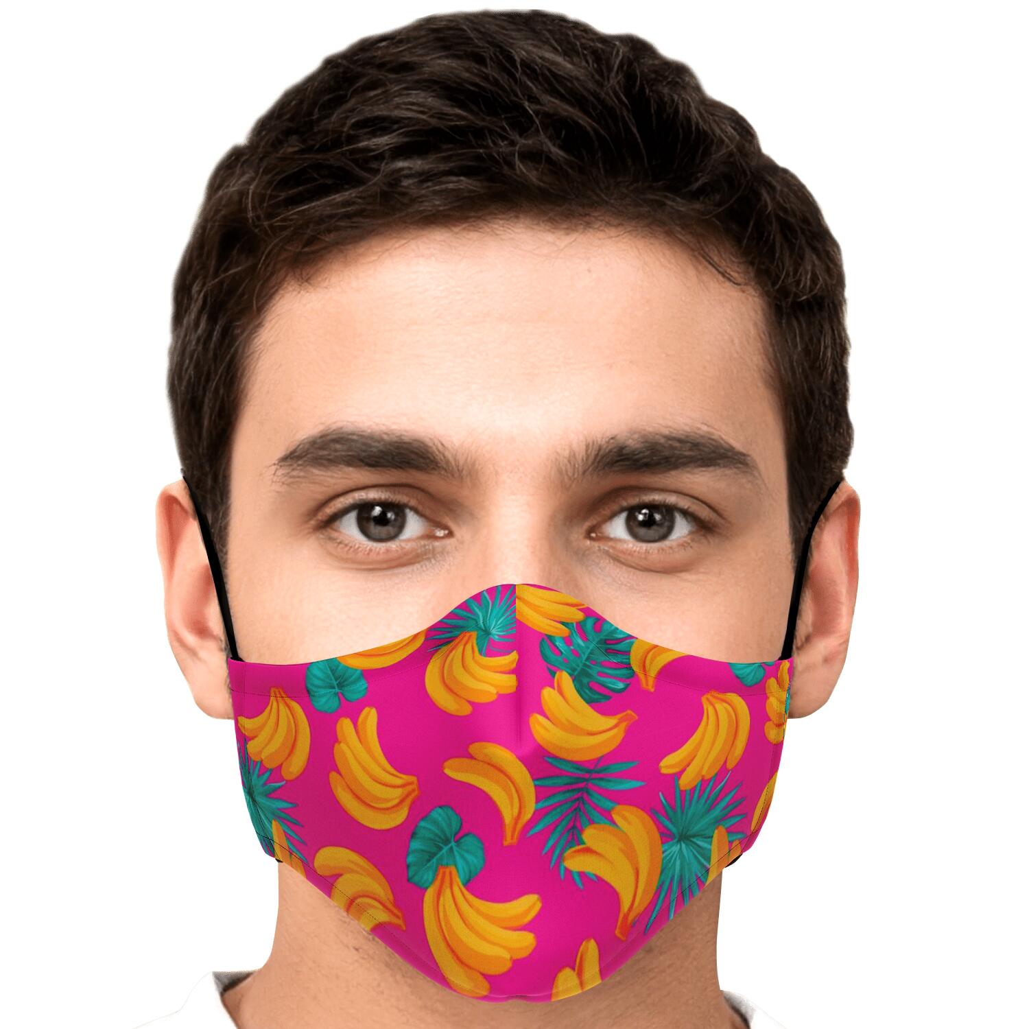 Pink Tropical Banana Pattern Print Face Mask