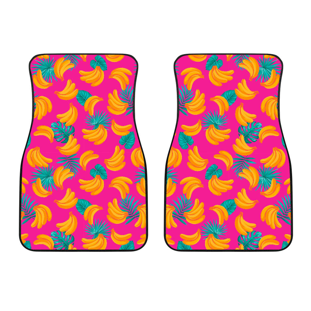 Pink Tropical Banana Pattern Print Front Car Floor Mats