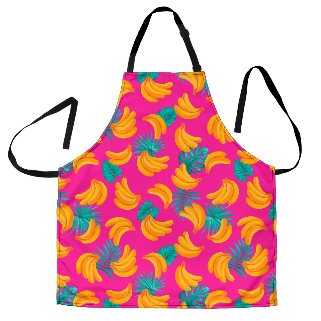 Pink Tropical Banana Pattern Print Men's Apron