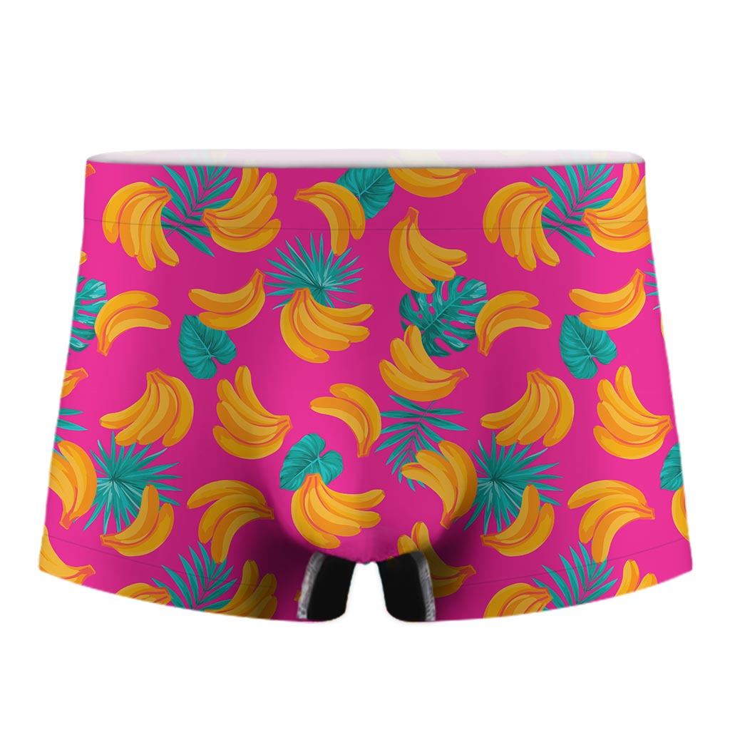 Pink Tropical Banana Pattern Print Men's Boxer Briefs