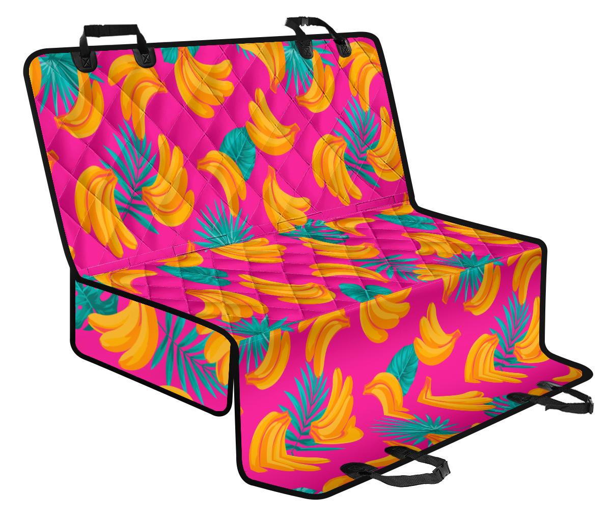 Pink Tropical Banana Pattern Print Pet Car Back Seat Cover