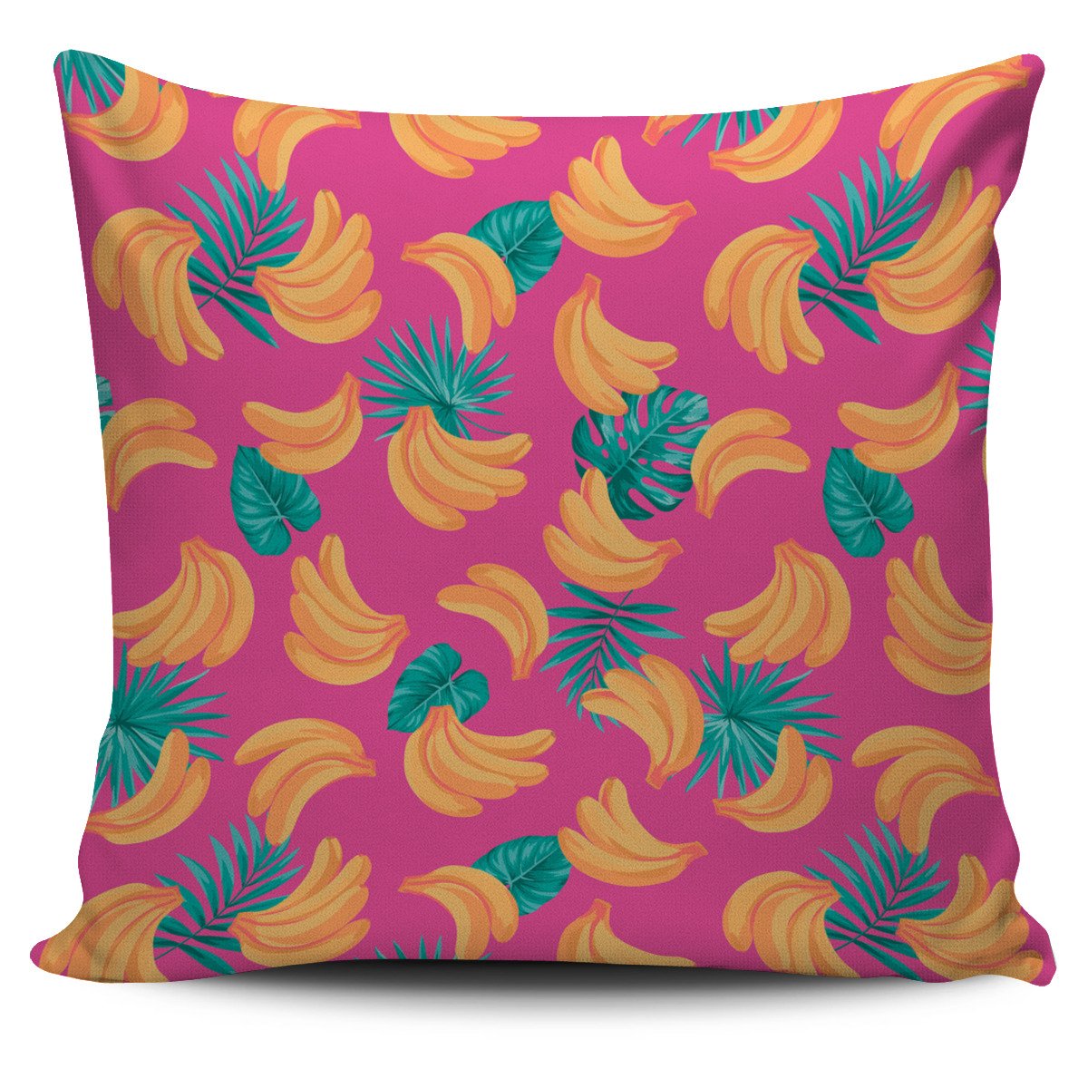 Pink Tropical Banana Pattern Print Pillow Cover