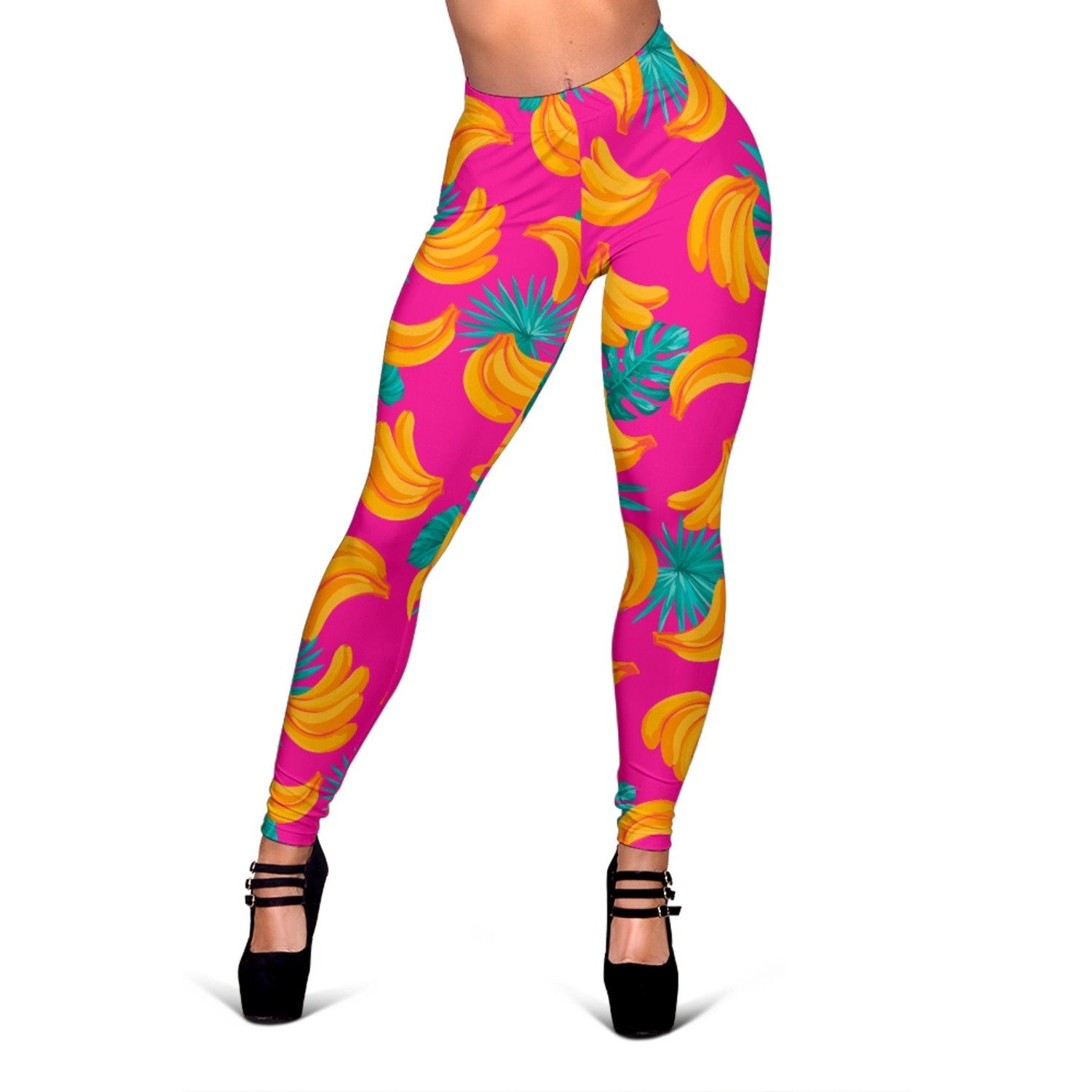 Pink Tropical Banana Pattern Print Women's Leggings