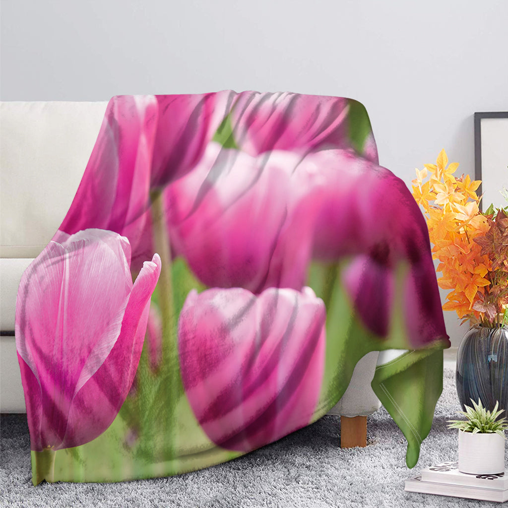 Pink Tulip Print Blanket