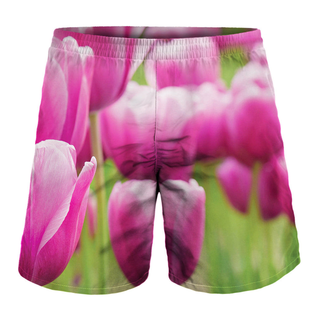 Pink Tulip Print Men's Shorts