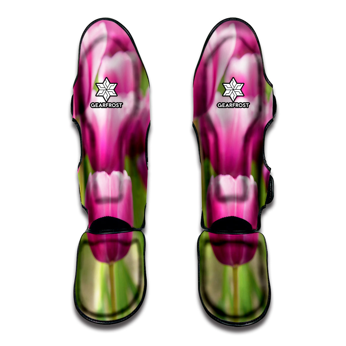 Pink Tulip Print Muay Thai Shin Guards