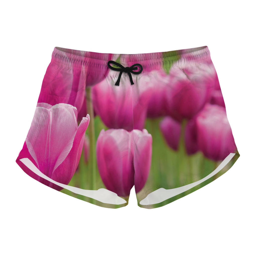 Pink Tulip Print Women's Shorts