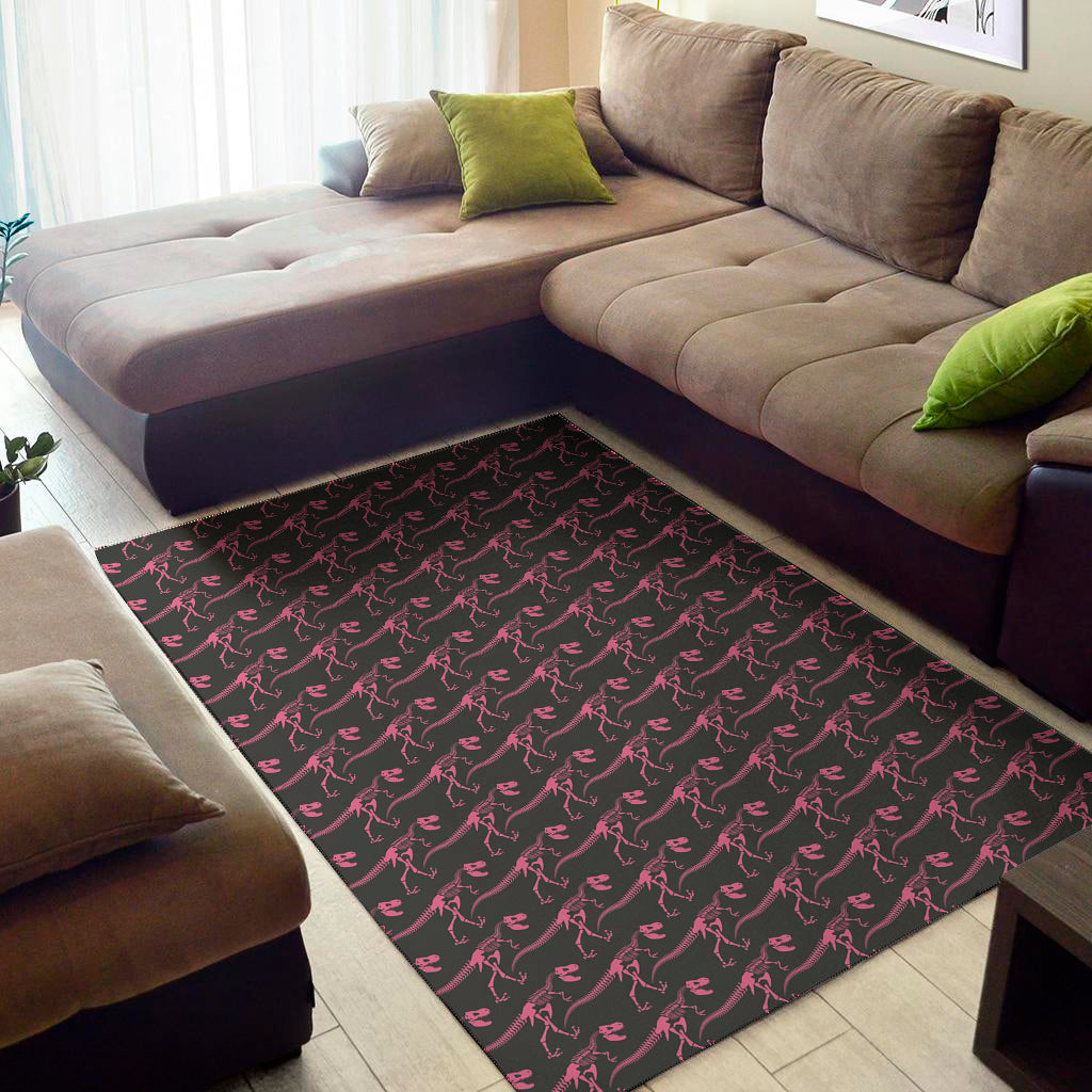 Pink Tyrannosaurus Fossil Pattern Print Area Rug