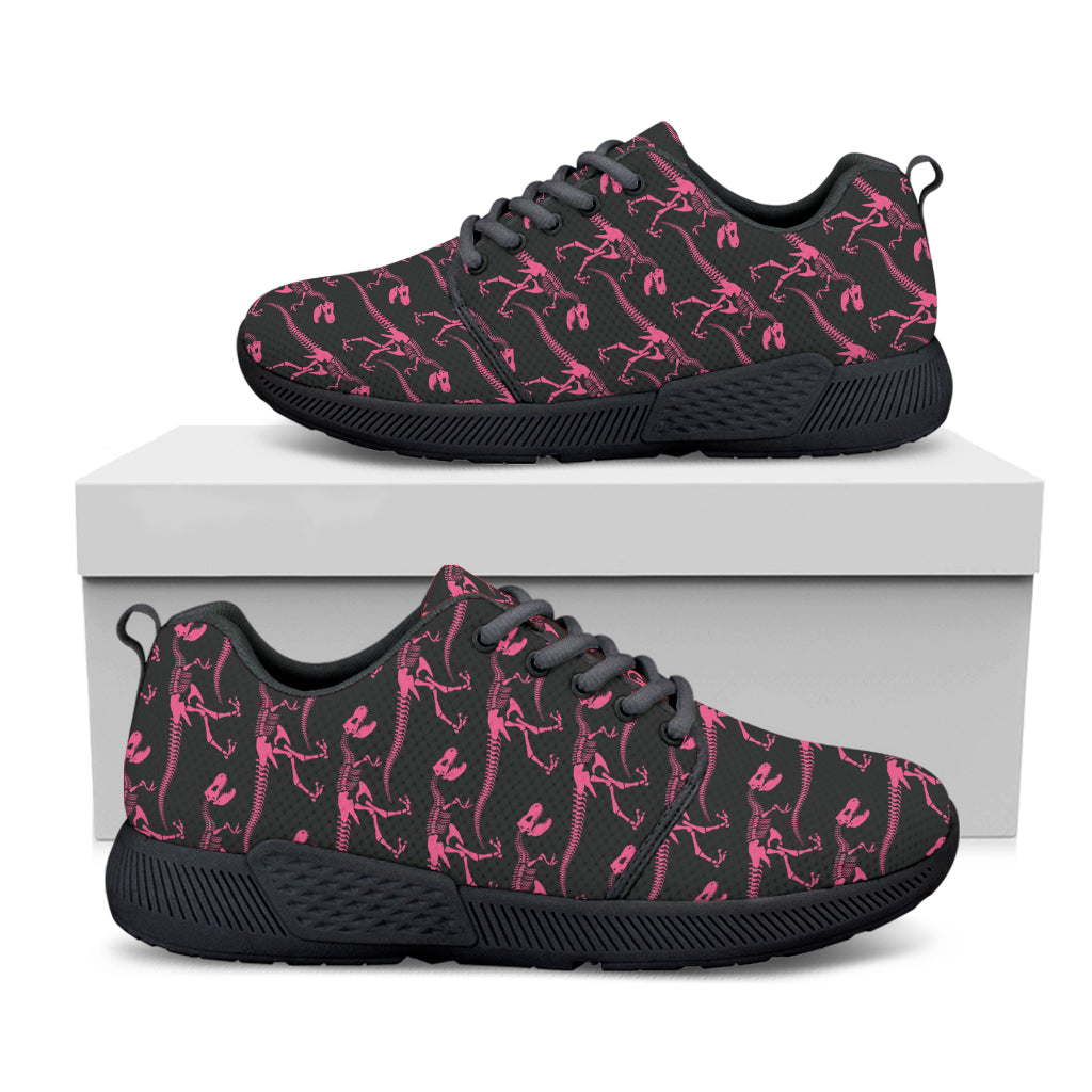 Pink Tyrannosaurus Fossil Pattern Print Black Athletic Shoes