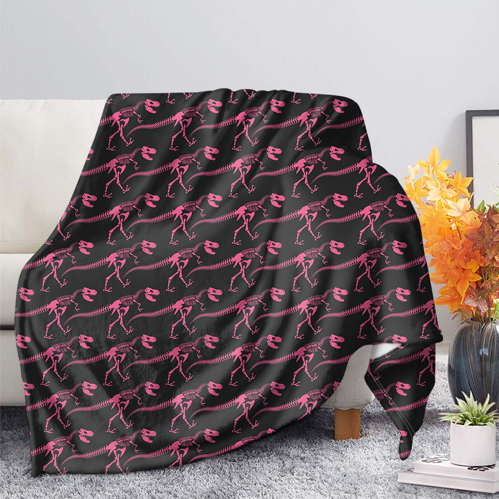 Pink Tyrannosaurus Fossil Pattern Print Blanket