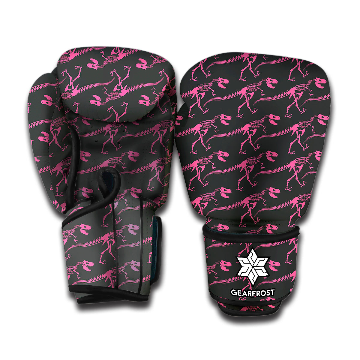 Pink Tyrannosaurus Fossil Pattern Print Boxing Gloves