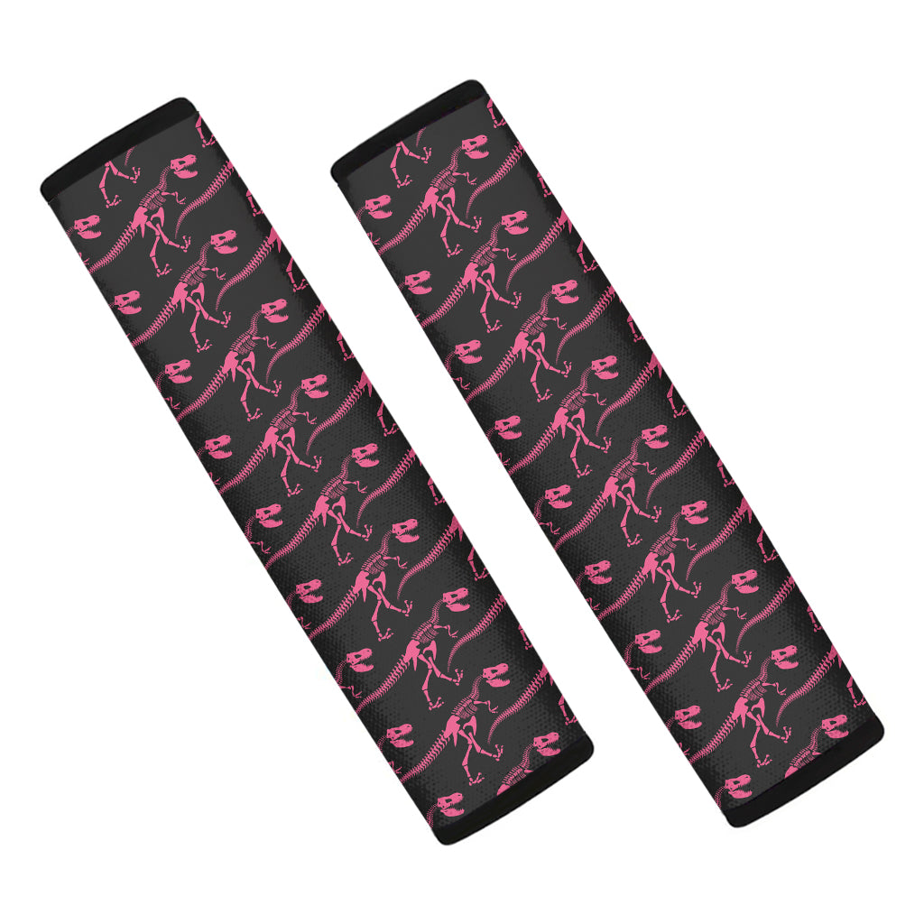 Pink Tyrannosaurus Fossil Pattern Print Car Seat Belt Covers